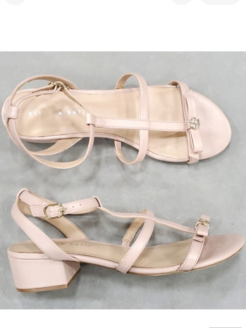 Kelly and Katie sandals women's sz 8.5 buff pink neutral strappy low block heel